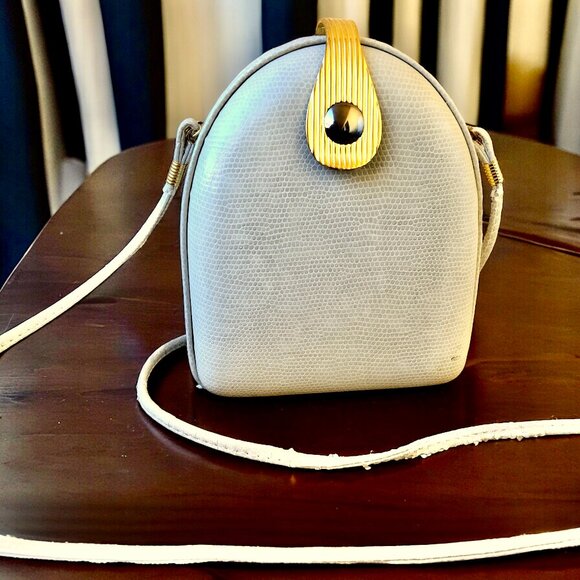 Elan Vintage Shoulder Handbag Hard Shell Faux Snakeskin DAMAGED - Picture 14 of 14